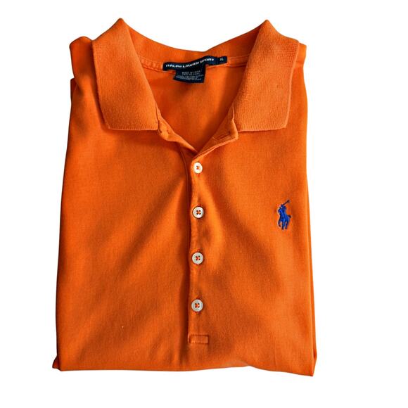 Ralph Lauren Sport Womens Orange Sleeveless Cotton Polo Shirt XL Golf Tennis - Picture 5 of 5